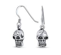 Pendientes Colgantes de Calavera Pirata de Joyería Biker. Estilo Unisex para Hombres, Mujeres, Motociclistas, Punk Rockers, Adolescentes Elaborados en Plata de Ley .925 con Gancho de Pescado