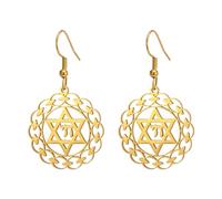 Pendientes colgantes de chai judío para mujer, aretes de estrella de David, aretes de letra hebrea, símbolo de chai judío, nombre judío, joyería religiosa judaica, Acero inoxidable, No es una piedra