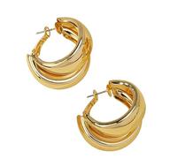 Pendientes colgantes de círculos exagerados, aretes de doble círculo, vintage, declaración de moda para mujer, talla única, como se describe, como se describe