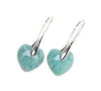 Pendientes Colgantes De Corazón De Amazonita con Piedras Preciosas para Mujer, Adolescentes, con Gancho, Modernos Y Bonitos, Joyería Llamativa para Bodas Y Fiestas.