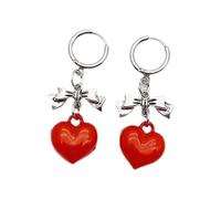 Pendientes colgantes de corazón elegantes con lazo dulce para colgar para boda, regalos de moda para chicas