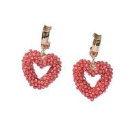Pendientes Colgantes De Corazón Hueco con Cuentas Bohemias Rojas para Mujer, Aretes De Moda Hechos A Mano De Playa De Verano, Delicadas Joyas De Abalorios, Regalos para Ella