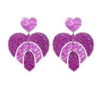 Pendientes colgantes de corazón rosa para mujer, aretes de acrílico doble corazón, joyería para el día de San Valentín, Acrílico, Sin piedra preciosa