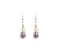 Pendientes colgantes de cristal hueco en forma de lágrima para mujer, joyas chapadas en oro rosa, pendientes de cristal de gota azul Pendientes largos de plata 925, talla única, Aleación de aluminio