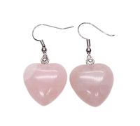 Pendientes colgantes de cristal natural, amatista, cuarzo rosa, con forma de corazón, para mujer, Cuarzo