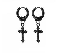 Pendientes colgantes de cruz simples para hombres y mujeres, minimalistas de acero inoxidable, pequeños aros de metal, joyería antialérgica, procesamiento de moda