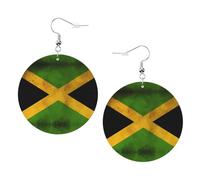 Pendientes colgantes de cuero, aretes de aro con la bandera antigua de Jamaica para mujeres y niñas, accesorio perfecto para fiestas de disfraces