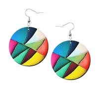 Pendientes colgantes de cuero, aretes de aro redondos impresos con paleta para mujeres y niñas, accesorio perfecto para fiestas de disfraces