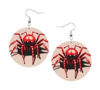 Pendientes colgantes de cuero, bonitos aretes de aro con estampado de araña roja para mujeres y niñas, accesorio perfecto para fiestas de disfraces