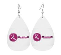 Pendientes colgantes de cuero con clip para el día de la conciencia de la sarcoidosis, gota de lágrima ligera de PU sintética para mujer