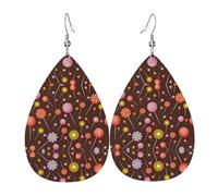 Pendientes colgantes de cuero con estampado de galaxia colorida para mujer, joyería ligera en forma de lágrima, accesorio para el día de San Valentín, talla única, Cuero