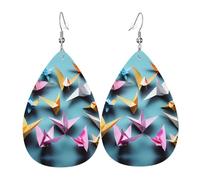 Pendientes colgantes de cuero con estampado de mariposas moradas y flores, aretes ligeros de lágrima para fiestas, día de San Valentín, talla única, Cuero
