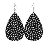 Pendientes colgantes de cuero con estampado de patas, joyería reversible con ganchos chapados en plata