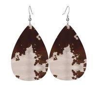 Pendientes colgantes de cuero con estampado pastel de mármol terrazo para mujer, aretes ligeros de lágrima a la moda, talla única, Cuero