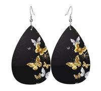 Pendientes colgantes de cuero con estampado pastel de mármol terrazo para mujer, aretes ligeros de lágrima a la moda, talla única, Cuero