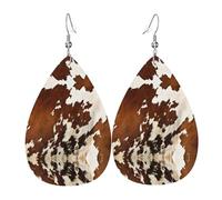 Pendientes colgantes de cuero con estampado pastel de mármol terrazo para mujer, aretes ligeros de lágrima a la moda, talla única, Cuero