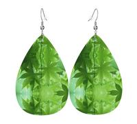 Pendientes colgantes de cuero con estampado pastel de mármol terrazo para mujer, aretes ligeros de lágrima a la moda, talla única, Cuero