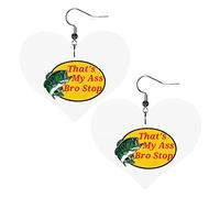 Pendientes colgantes de cuero That's My Ass Bro Stop Fishing para mujer, colgante de corazón con gancho, regalos para niña adulta