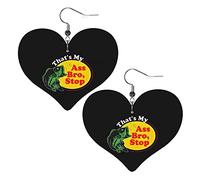Pendientes colgantes de cuero That's My Ass Bro Stop Fishing para mujer, colgante de corazón con gancho, regalos para niña adulta