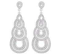 Pendientes colgantes de diamantes de imitación para boda, plata, a la moda, de cristal, floral, para mujer, novia, novia, damas de honor, fiesta, baile de graduación, Diamante de imitación, Sin piedra