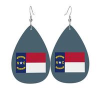 Pendientes colgantes de doble cara con estampado de la bandera del estado de Carolina del Norte, accesorios, aretes colgantes para mujer para todas las ocasiones