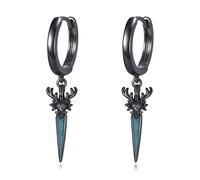 Pendientes colgantes de espada negra para hombres y mujeres, plata de ley 925, aretes de aro de daga turquesa, joyería punk, regalos para mujeres y hombres