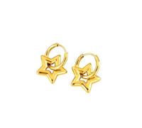 Pendientes colgantes de estrella chapados en oro de 18 quilates, elegantes y de moda para mujeres y niñas, joyas resistentes a la decoloración, regalo de joyería ideal para mujeres y niñas, Bronce