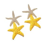 Pendientes Colgantes De Estrella De Mar De Rafia Amarilla Tejida A Mano, con Diseño De Flor De Paja Bohemia, Accesorios De Joyería De Playa Tropical De Verano para Mujeres Y Niñas.