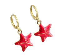 Pendientes colgantes de estrellas de mar, hebillas para orejas de fiesta, joyería de, textura de cobre, adecuado para mujeres y adolescentes, regalo hecho a mano, gotas de estrellas de mar