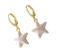 Pendientes colgantes de estrellas de mar, hebillas para orejas de fiesta, joyería de, textura de cobre, adecuado para mujeres y adolescentes, regalo hecho a mano, gotas de estrellas de mar