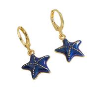 Pendientes colgantes de estrellas de mar, hebillas para orejas de fiesta, joyería de, textura de cobre, adecuado para mujeres y adolescentes, regalo hecho a mano, gotas de estrellas de mar
