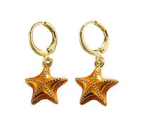 Pendientes colgantes de estrellas de mar, hebillas para orejas de fiesta, joyería de, textura de cobre, adecuado para mujeres y adolescentes, regalo hecho a mano, gotas de estrellas de mar