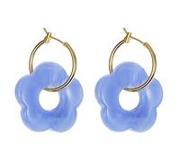 Pendientes colgantes de flores veteadas de resina acrílica multicolor para mujer Pendientes de aro redondos de metal de color dorado Joyería de para niñas Acrílico colorido para niñas