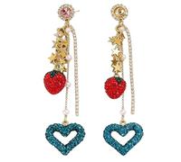 Pendientes colgantes de fresa para mujer, aretes de gota de corazón dorado para mujer, regalo delicado para fiestas, citas nocturnas, uso diario, joyería romántica de moda