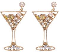 Pendientes colgantes de gota con copa de vino champán para mujer pendientes para fiestas de fiesta con joyas de cristal de perlas falsas Convenient Handled