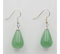 Pendientes colgantes de gota de lágrima de piedra natural Pendientes de gancho de gota de cuarzo transparente rosa obsidiana negra, Aventurina verde