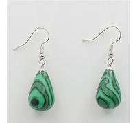 Pendientes colgantes de gota de lágrima de piedra natural Pendientes de gancho de gota de cuarzo transparente rosa obsidiana negra, malaquita