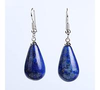 Pendientes colgantes de gota de lágrima de piedra natural Pendientes de gancho de gota de cuarzo transparente rosa obsidiana negra, lapislázuli