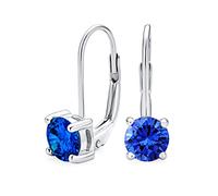 Pendientes colgantes de gota solitaria con bisel redondo delicado de 0.50 ct, corte brillante AAA, colores de piedras preciosas simuladas de circonio cúbico, cierre de palanca, chapado en oro rosa de