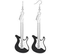 Pendientes colgantes de guitarra y guitarra eléctrica para mujer, elegantes amantes de la música rock, profesores, cantantes, conciertos, fiestas, accesorios de rock and roll, Acero inoxidable, Sin