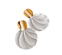 Pendientes colgantes de inspiración vintage, geométricos, redondos, con diseño de concha de mar, accesorios de moda para mujer