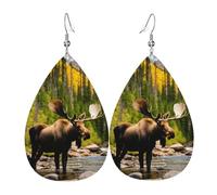 Pendientes colgantes de lágrima con diseño de oso de ciervo, alce, elegante, para mujer, joyería de moda para San Valentín