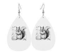 Pendientes colgantes de lágrima con estampado de ardilla de dibujos animados, elegantes para mujer, joyería de moda para San Valentín