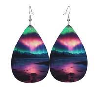 Pendientes colgantes de lágrima con estampado de auroras boreales oscuras para mujer, joyería de moda, festival, accesorio de uso diario