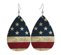 Pendientes colgantes de lágrima con estampado de bandera estadounidense, elegantes para mujer, joyería de moda para San Valentín
