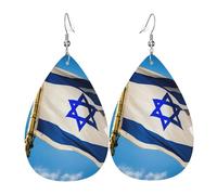 Pendientes colgantes de lágrima con estampado de bandera israelí, elegantes para mujer, joyería de moda para San Valentín