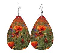 Pendientes colgantes de lágrima con estampado de flores de amapola, elegantes para mujer, joyería de moda para San Valentín