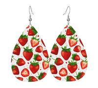 Pendientes colgantes de lágrima con estampado de fresa, elegantes para mujer, joyería de moda para San Valentín