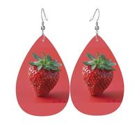Pendientes colgantes de lágrima con estampado de fresa, elegantes para mujer, joyería de moda para San Valentín