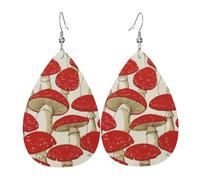 Pendientes colgantes de lágrima con estampado de hongos rojos y blancos, elegantes para mujer, joyería de moda para San Valentín